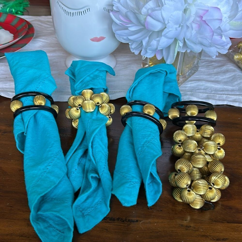 Napkins holders gold metal and acrylic bundle of 6 NEW